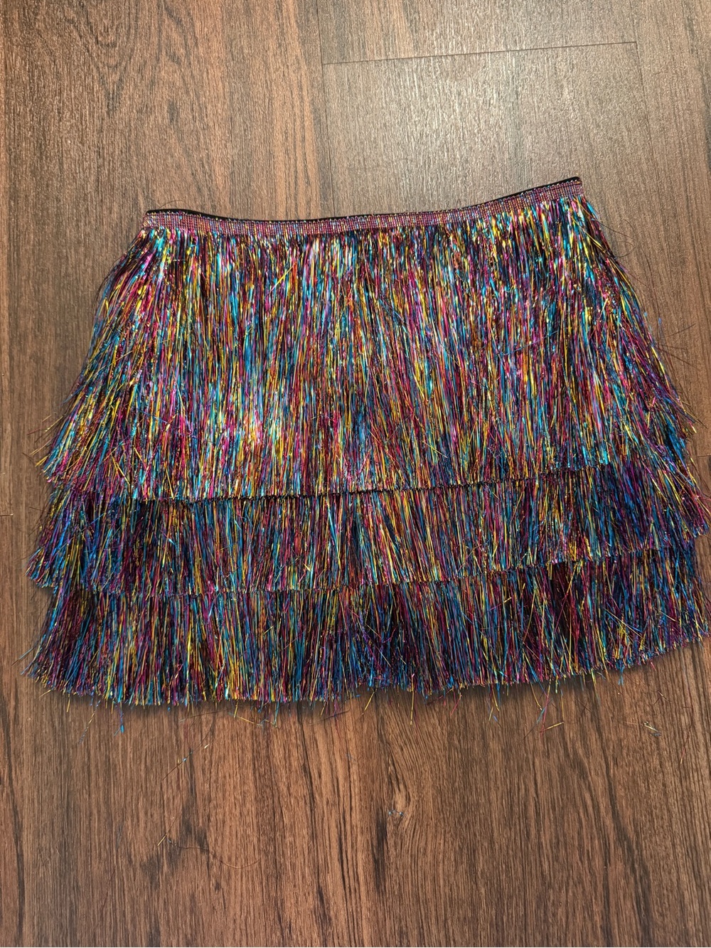 NTW Multicolor Metallic Fringe Tiered Mini Skirt - Picture 4 of 6